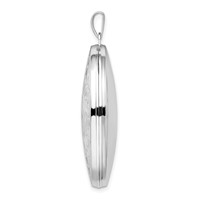 Sterling Silver Rhodium-plated Polished Scroll Design 36mm Oval Locket view 2