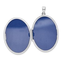 Sterling Silver Rhodium-plated Polished Scroll Design 36mm Oval Locket view 5