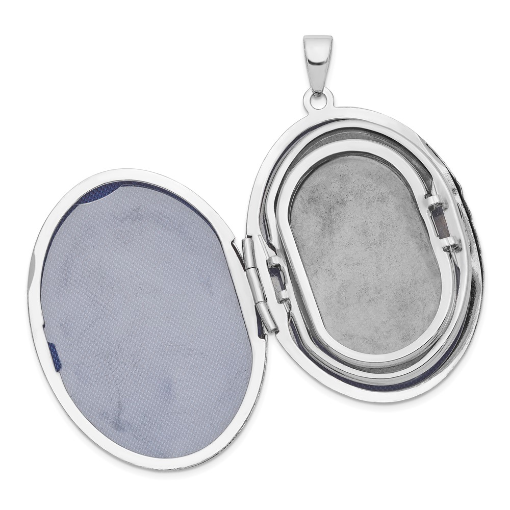 Sterling Silver Rhodium-plated Scroll Design Oval 6-Frame Family Locket (QLS617)
