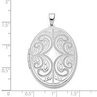 Sterling Silver Rhodium-plated Scroll Design Oval 6-Photo 36mm Family Oval Locket view 4