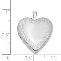 Sterling Silver Rhodium-plated Polished Front Satin Back Braided Edge Heart Locket view 4