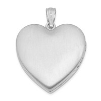 Sterling Silver Rhodium-plated Dove with Cross 24mm Heart Locket view 3