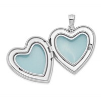 Sterling Silver Rhodium-plated Dove with Cross 24mm Heart Locket view 5