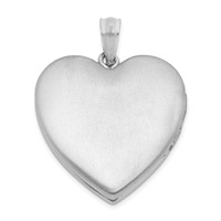 Sterling Silver Rhodium-plated Polished and Satin 24mm Heart Locket view 3