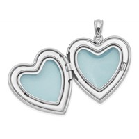 Sterling Silver Rhodium-plated Polished and Satin 24mm Heart Locket view 5