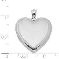 Sterling Silver Rhodium-plated Polished and Satin 24mm Heart Locket view 4