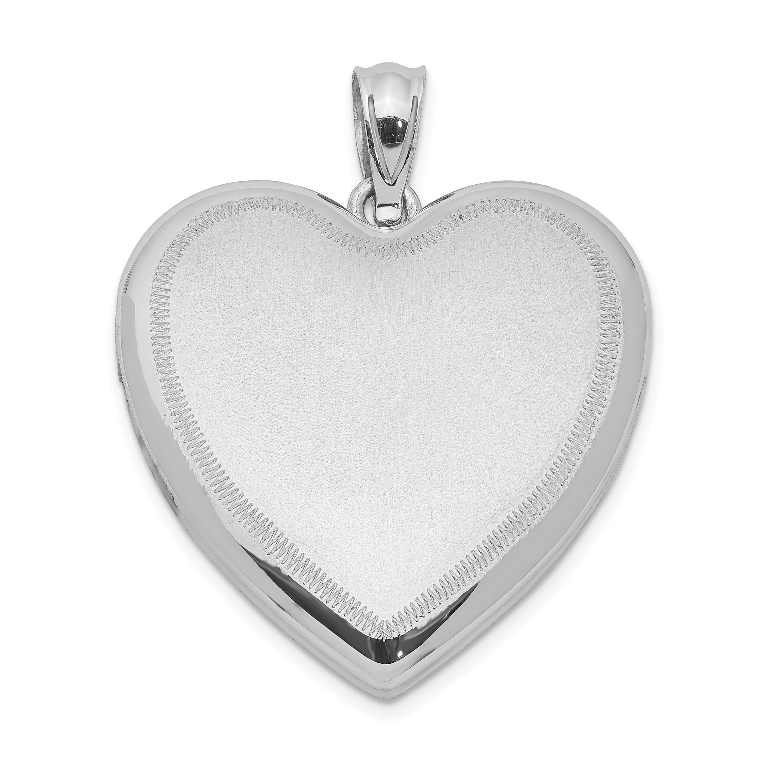 Sterling Silver Rhodium-plated Polished & Satin Heart Locket (QLS635)