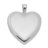 Sterling Silver Rhodium-plated Polished and Satin 24mm Heart Locket view 1