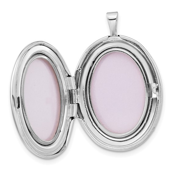 Sterling Silver Polished Crystal Trinity Oval Locket