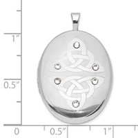 Sterling Silver Polished Crystal Trinity Oval Locket view 4