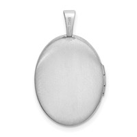 Sterling Silver Rhodium-plated Polished Front Satin Back Scrolled Design 19mm Oval Locket view 3