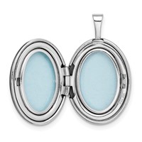 Sterling Silver Rhodium-plated Polished Front Satin Back Scrolled Design 19mm Oval Locket view 5
