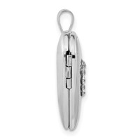 Sterling Silver Polished Crystal Heart Locket view 2