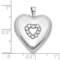 Sterling Silver Polished Crystal Heart Locket view 4