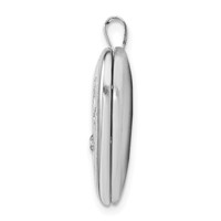 Sterling Silver Rhodium-plated Diamond-cut Dove and Flower with Diamond Star 20mm Heart Locket view 2