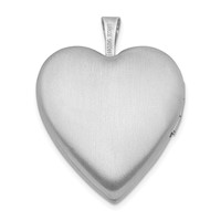 Sterling Silver Rhodium-plated Diamond-cut Dove and Flower with Diamond Star 20mm Heart Locket view 3