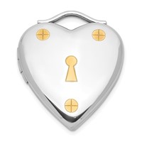 Sterling Silver & Gold-Plated Polished 20mm Lock Heart Locket view 1