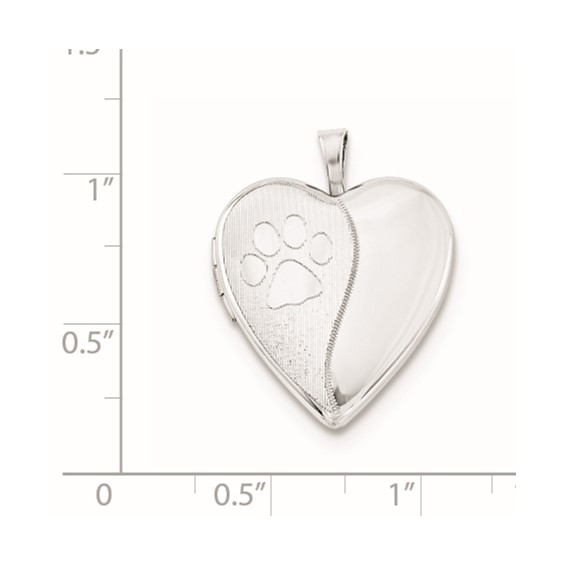 Sterling Silver Paw Print Heart Locket