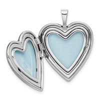 Sterling Silver Rhodium-plated Textured and Polished Two Pawprints 20mm Heart Locket view 5