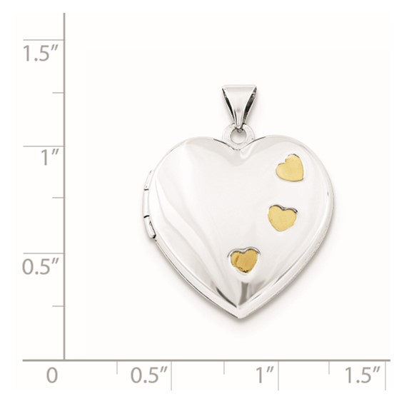 Sterling Silver Rhodium-plated w/Gold-plating Heart Locket