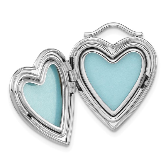 Sterling Silver Diamond-cut Textured & Polished Heart Locket