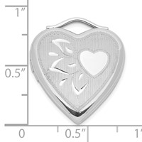 Sterling Silver Diamond-cut Textured & Polished Heart Locket view 4