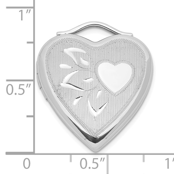 Sterling Silver Diamond-cut Textured & Polished Heart Locket