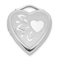 Sterling Silver Diamond-cut Textured & Polished Heart Locket view 1