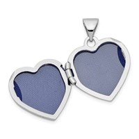 Sterling Silver Rhodium-plated 2-Hearts 15mm Heart Locket view 5