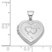 Sterling Silver Rhodium-plated 2-Hearts 15mm Heart Locket view 4