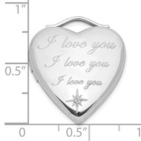 Sterling Silver Polished Diamond I Love You Heart Locket view 4