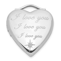 Sterling Silver Polished Diamond I Love You Heart Locket view 1