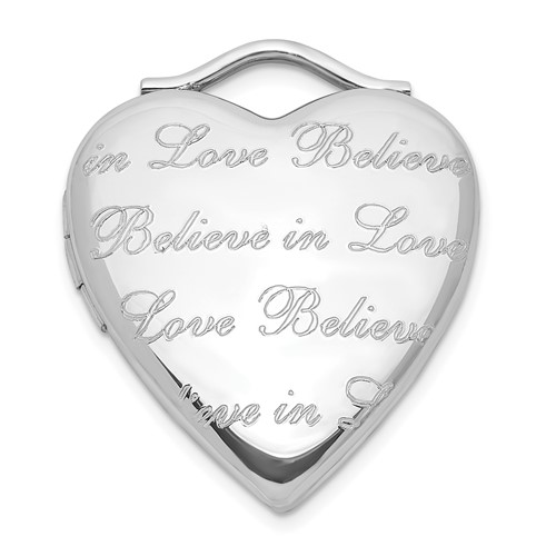 Sterling Silver Polished Believe in Love Heart Locket