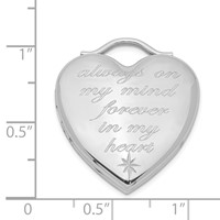 Sterling Silver Rhodium-plated Always on MY Mind Forever in MY Heart 24mm Heart Locket view 4