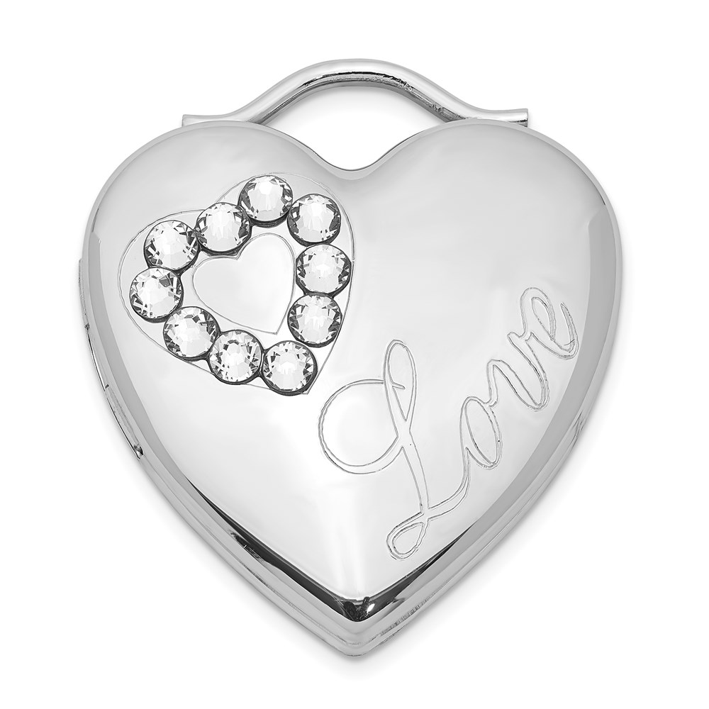 Sterling Silver Rhodium-plated 24mm Swarovski Crystal Heart Locket
