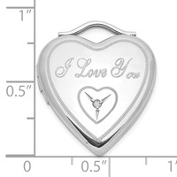 Sterling Silver Polished Diamond I Love You Heart Locket view 4