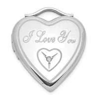 Sterling Silver Polished Diamond I Love You Heart Locket view 1