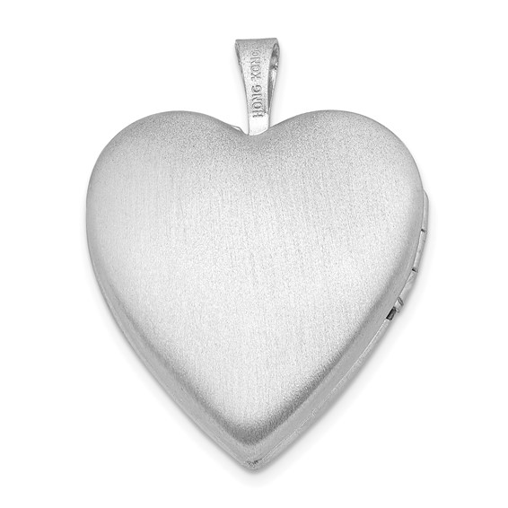 Sterling Silver Rhod-plated Diamond Satin/Polished In Memory Heart Locket
