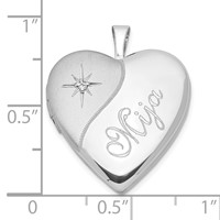 Sterling Silver 20mm Diamond Mija Satin & Polished Heart Locket view 4