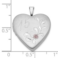 Sterling Silver Polished & Satin Enameled D C 15 Heart Locket view 4