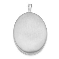 Sterling Silver Rhod-plated Polished Front Satin Back Pawprint 26mm Oval Locket view 3