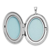 Sterling Silver Rhod-plated Polished Front Satin Back Pawprint 26mm Oval Locket view 5