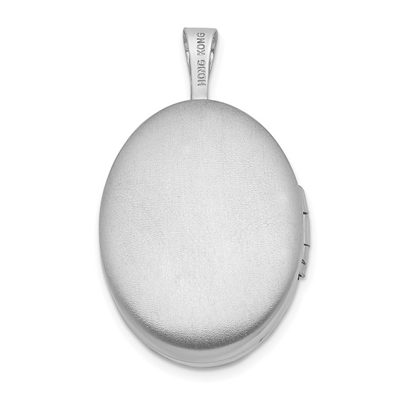Sterling Silver Rhodium-plated Satin & Polished Paw Prints 19mm Oval Locket