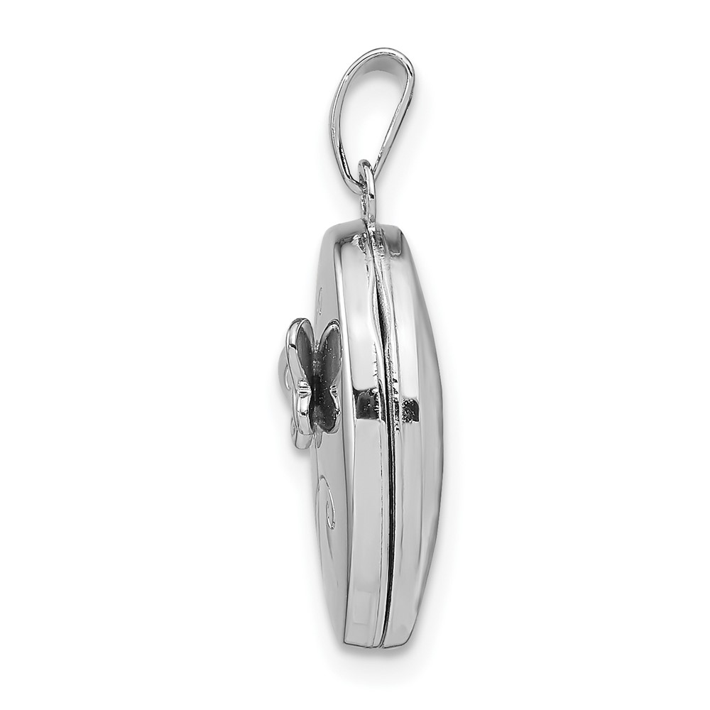 Sterling Silver Rhodium-plated 17x14mm Butterfly Oval Locket (QLS719)