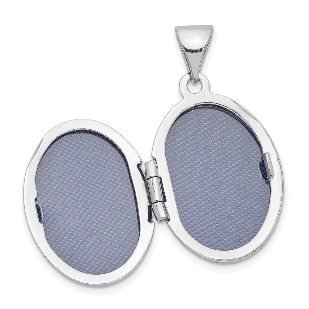 Sterling Silver Rhodium-plated 17x14mm Butterfly Oval Locket (QLS719)