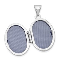 Sterling Silver Rhodium-plated Polished Butterfly 17x 14mm Oval Locket view 5