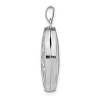 Sterling Silver Rhodium-plated Polished and Textured Tree 21mm Oval Locket view 2