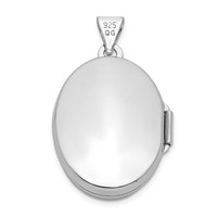 Sterling Silver Rhodium-plated Polished and Textured Tree 21mm Oval Locket view 3