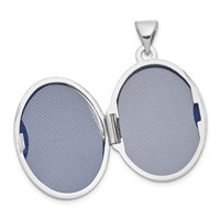 Sterling Silver Rhodium-plated Polished and Textured Tree 21mm Oval Locket view 5