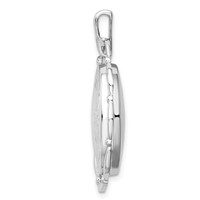 Sterling Silver Rhodium-plated Polished Floral Border Scalloped Frame 21x 16mm Oval Locket view 2
